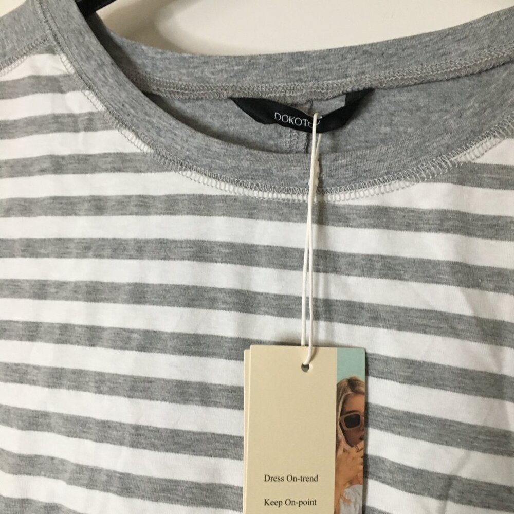 Dokotoo T Shirt for Women Striped Color Block Crewneck Short Sleeve Casual , 2XL - Picture 3 of 8